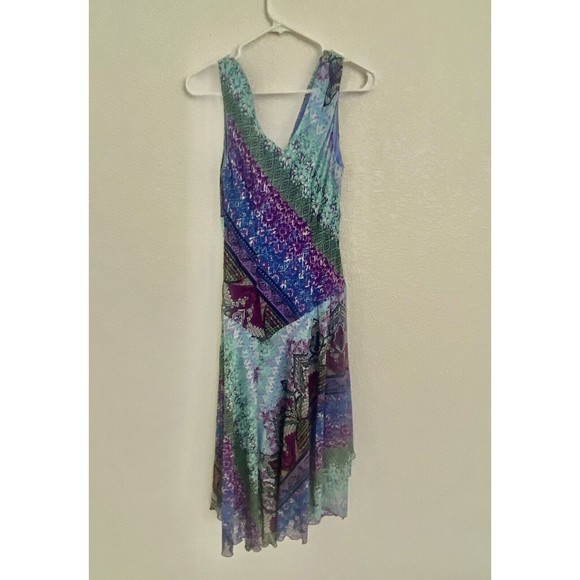 Multicolor Purple Abstract Paisley Patterned Dressbarn Wrap Dress Size 4 EUC - Picture 4 of 5